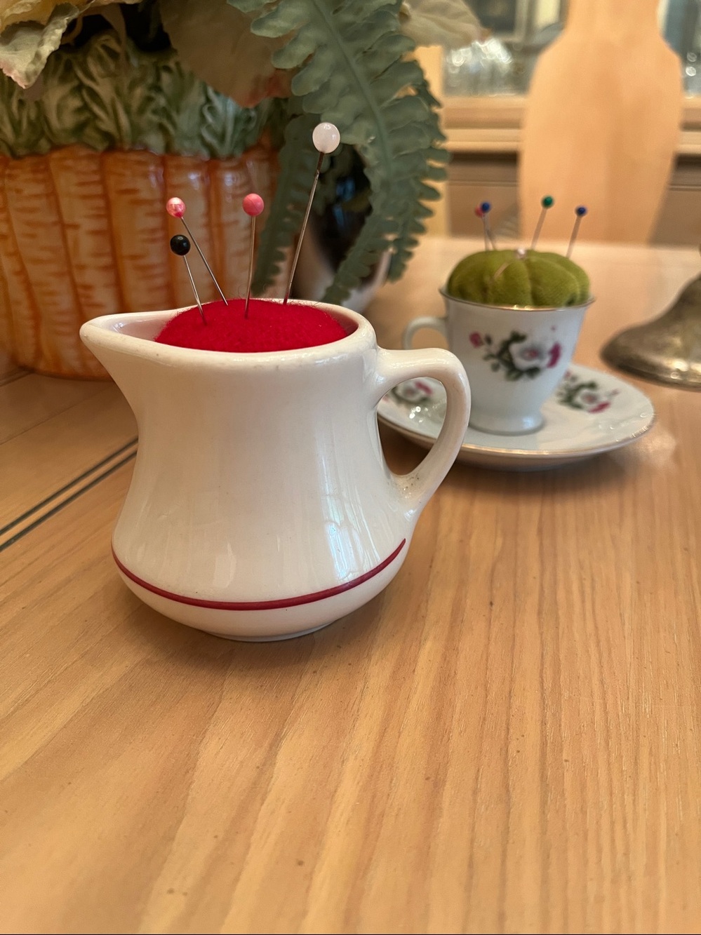 Vintage Homer Laughlin Syrup pin cushion